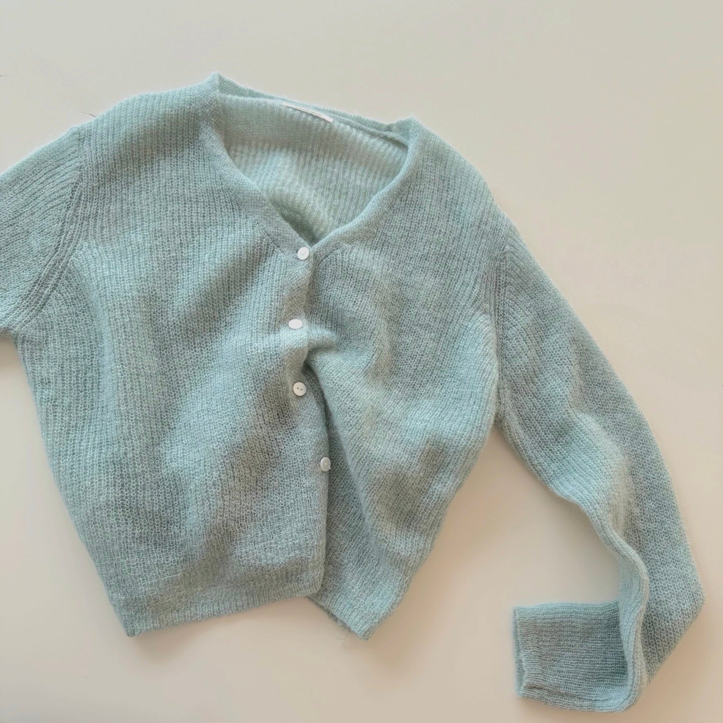 mohair V neck light pink