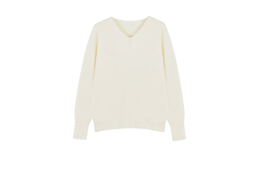 v-neck long-sleeved knitwear